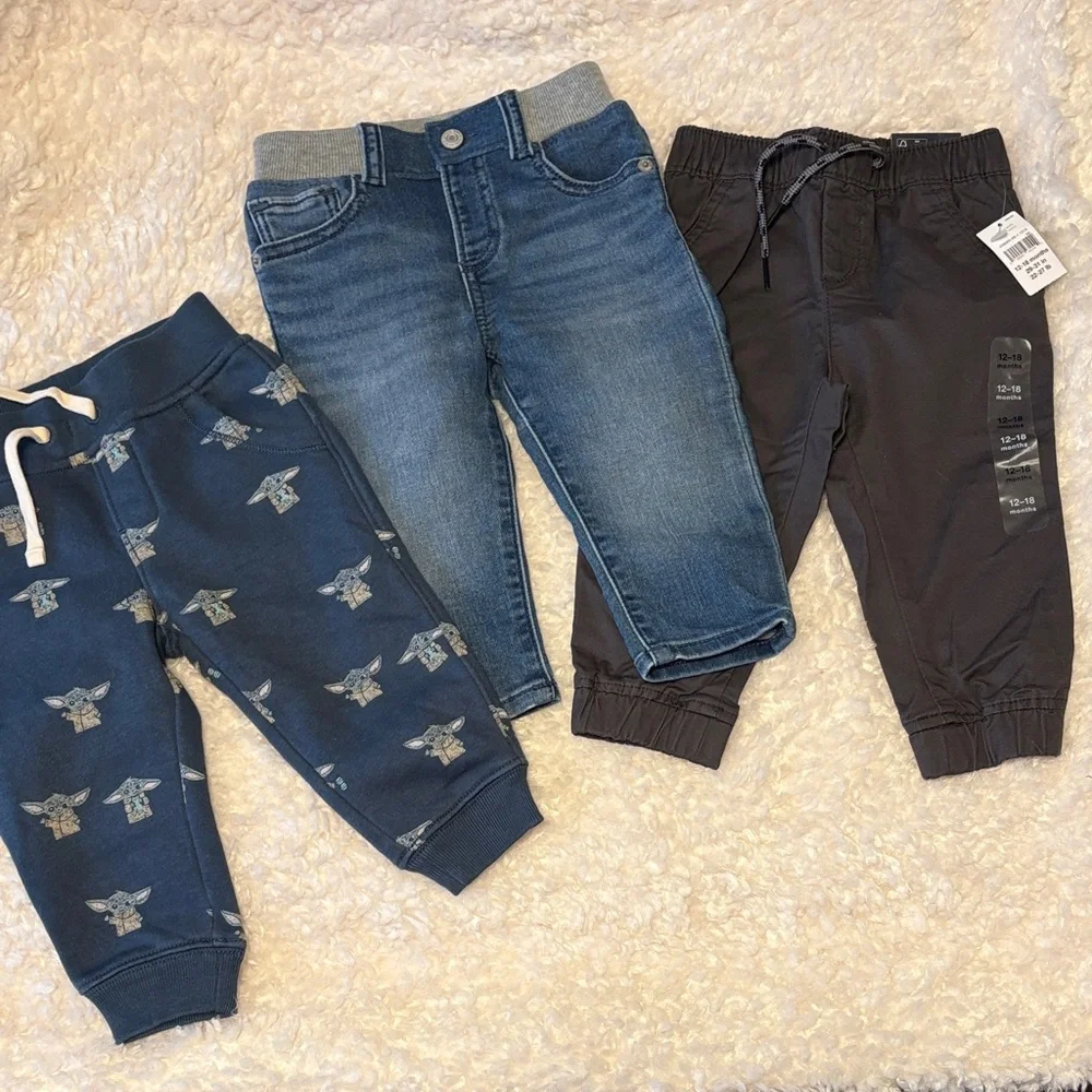Gap Baby Joggers and Jean Set of 3 Pants 12-18M - Picture 1 of 11